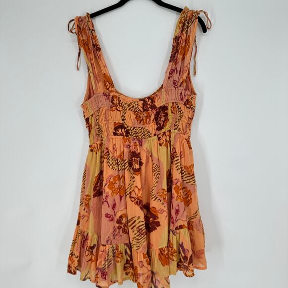 Free People Vernon Mini Dress Sleeveless Tie Shoulder Floral Pockets New Medium - Picture 6 of 14